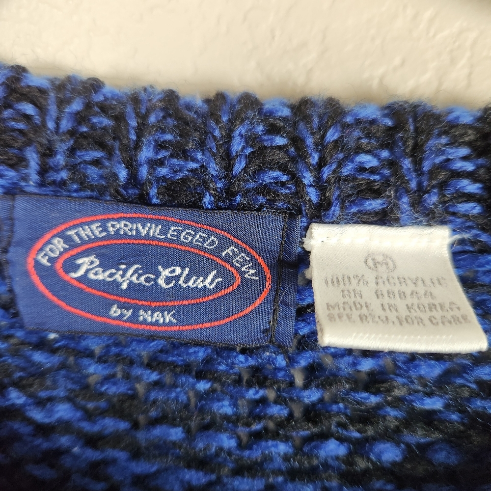 Vintage Pacific Club By Nak Colorblock Cable Knit Rib 80s Sweater Womens Size M - Picture 5 of 6